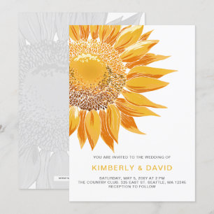 Modern SunFlower Wedding Invitations