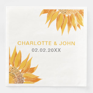 Modern SunFlower Wedding Paper Dinner Napkins