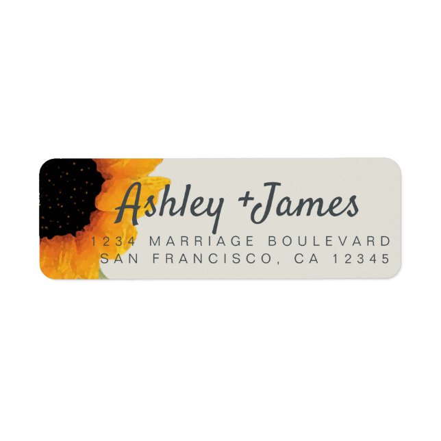 Modern Sunflower Wedding Return Address Label (Front)