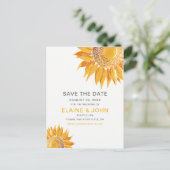 Modern SunFlower Wedding Save the Date Announcement Postcard (Standing Front)