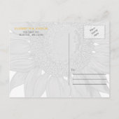 Modern SunFlower Wedding Save the Date Announcement Postcard (Back)