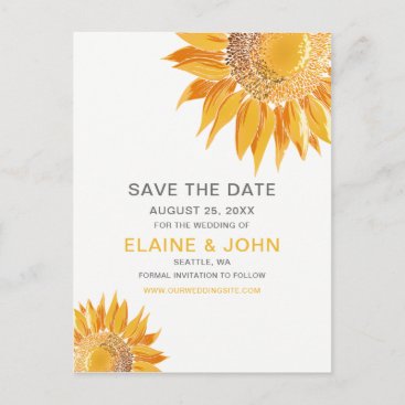 Modern SunFlower Wedding Save the Date Announcement Postcard