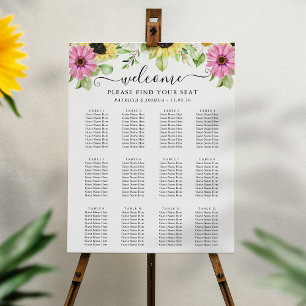 Modern Sunflower Wedding Seating ChartFoam Boards