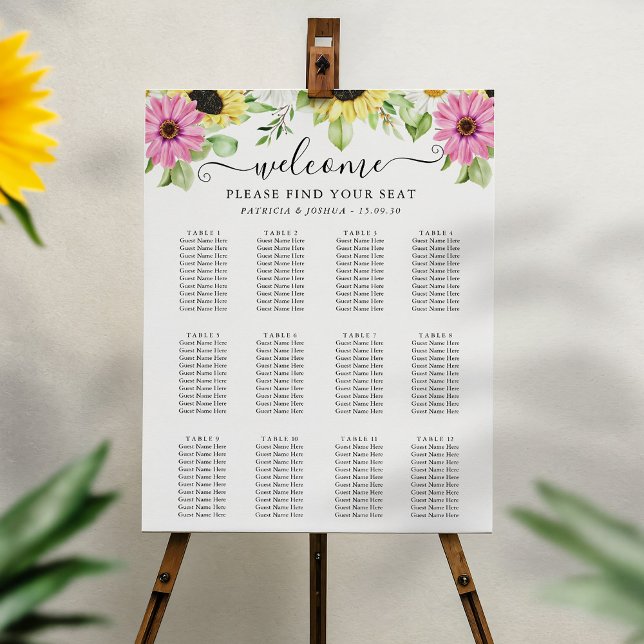 Modern Sunflower Wedding Seating ChartFoam Boards (Creator Uploaded)