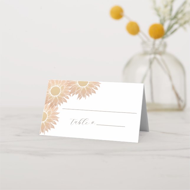 Modern Sunflower Wedding Table Number Placecard (Front)