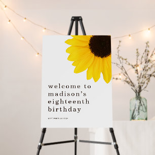 Modern Sunflower Welcome to 18th Birthday Party Foam Board