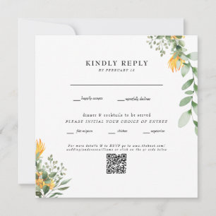 Modern Sunflower White Square Wedding QR Code