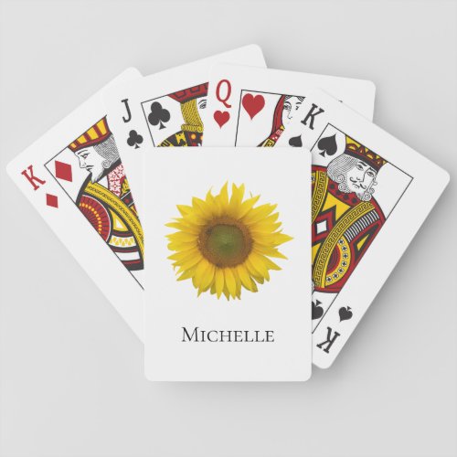 Modern Sunflower Yellow Floral Personalized  Poker Cards