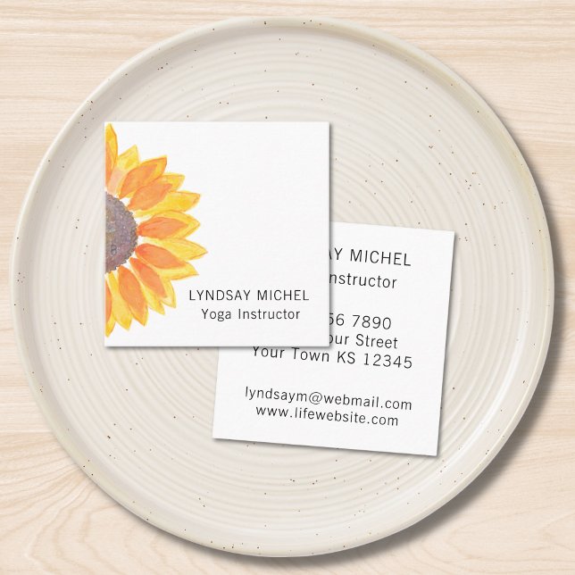 Modern Sunflower Yoga Instructor Business Card (Creator Uploaded)