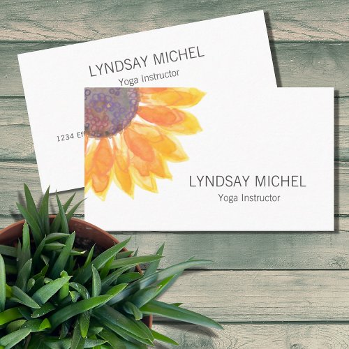 Modern Sunflower Yoga Instructor Business Card