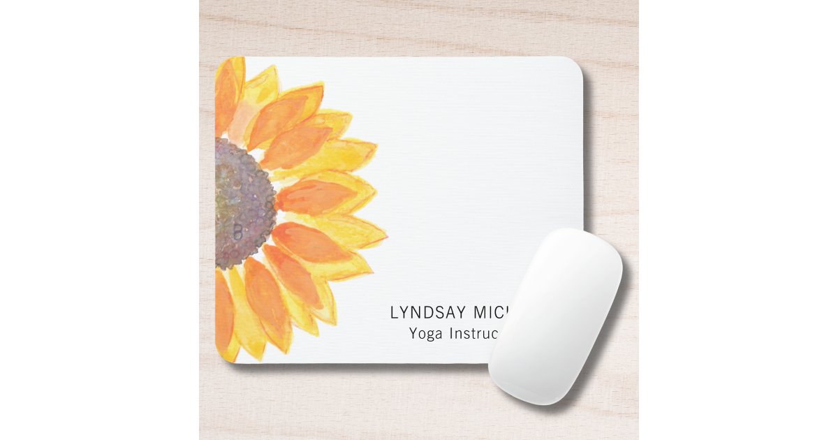 Modern Sunflower Yoga Instructor Mouse Pad | Zazzle