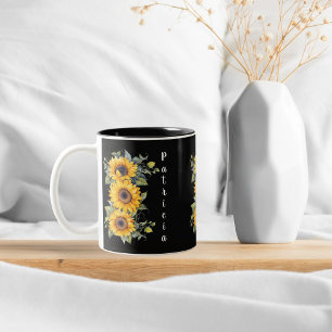 Modern Sunflowers Bright Yellow Two-Tone Coffee Mug