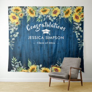 Modern Sunflowers Eucalyptus Grad Photo Backdrop