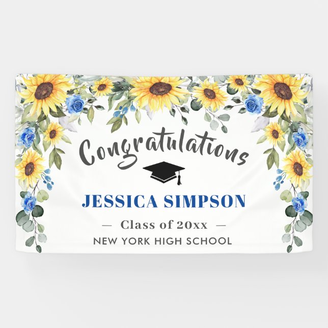 Modern Sunflowers Eucalyptus Graduation 2024  Banner (Horizontal)