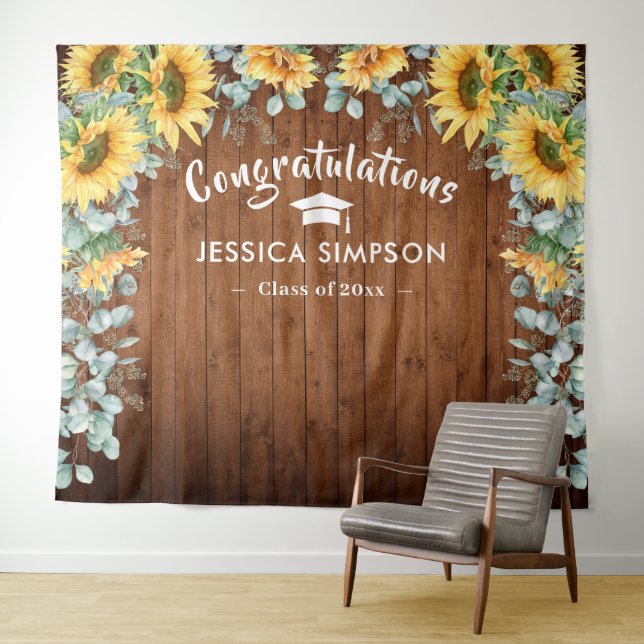 Modern Sunflowers Eucalyptus Photo Grad Backdrop (In Situ (Horizontal))
