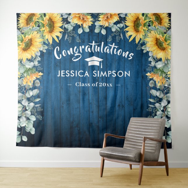 Modern Sunflowers Eucalyptus Photo Grad Backdrop (In Situ (Horizontal))