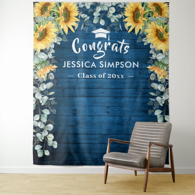 Modern Sunflowers Eucalyptus Photo Rustic Backdrop (In Situ)