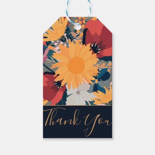 Modern Sunflowers Floral Autumn Colors Design Gift Tags