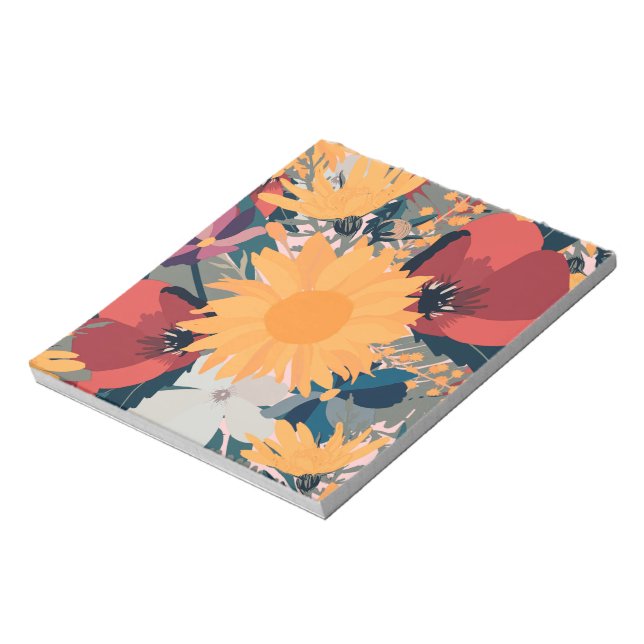 Modern Sunflowers Floral Autumn Colors Design Notepad (Rotated)
