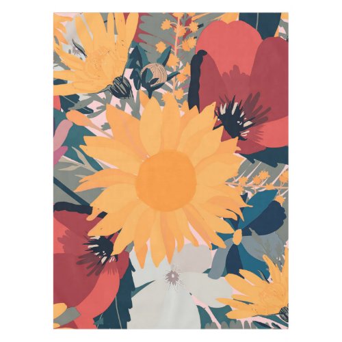 Modern Sunflowers Floral Autumn Colors Design Tablecloth