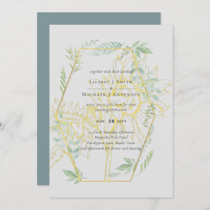 Modern Sunflowers Greenery Sage Gold Wedding