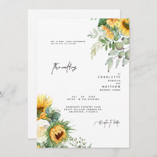 Modern Sunflowers In Bloom Greenery Parents Invitation