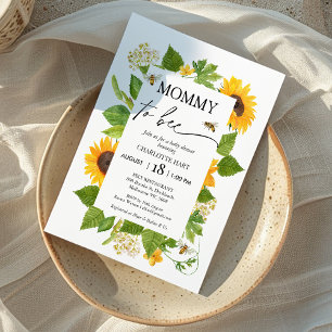 Modern Sunflowers Mommy To Bee Baby Shower Invitation