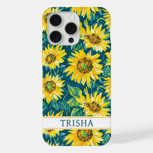 Modern Sunflowers Monogrammed Case-Mate iPhone Ca 15 Pro Max Case