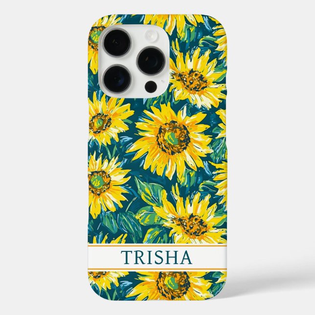 Modern Sunflowers Monogrammed Case-Mate iPhone Case (Back)