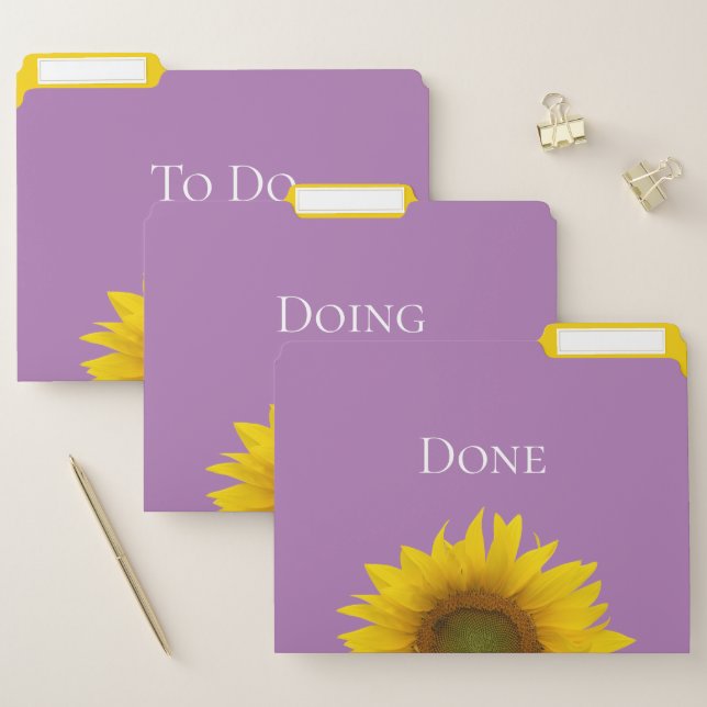 Modern Sunflowers To Do Purple Yellow  File Folder (Set)