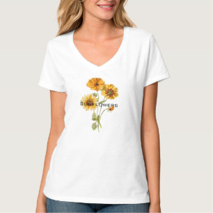 Modern sunflowers watercolor elegant text yellow T-Shirt