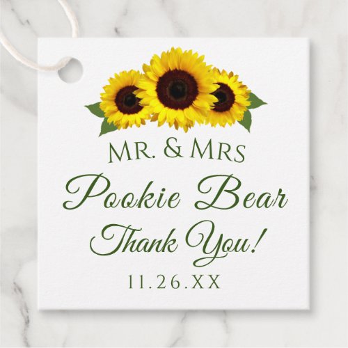 Modern Sunflowers Wedding Guest Favor Tags