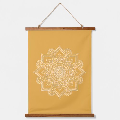 Modern Sunny Yellow Geometric Mandala Canvas Hanging Tapestry
