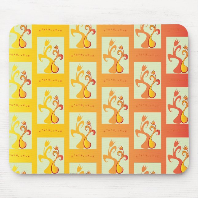 Modern Sunny yellow Tulip Couple illustration Mouse Pad (Front)