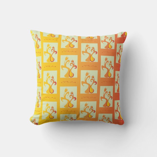 Modern Sunny yellow Tulip Couple illustration Throw Pillow (Front)