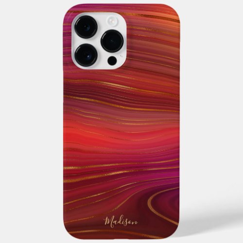 Modern Sunrise Marble Agate Pattern with Name Case_Mate iPhone 14 Pro Max Case