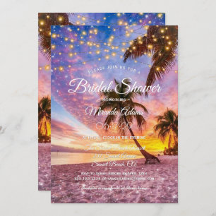 Modern Sunset Beach and Stars Summer Bridal Shower Invitation