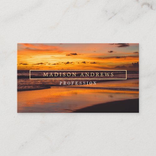 Modern Sunset Beach Background Business Card
