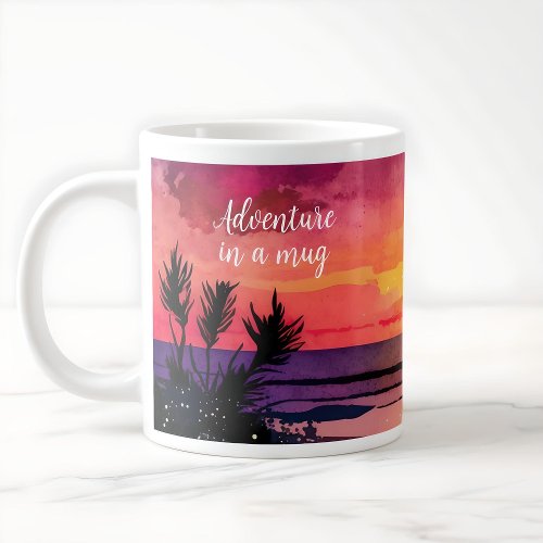 Modern Sunset beach custom adventure coffee mug