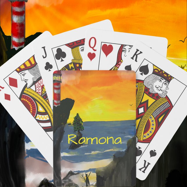 Modern Sunset Customize Name Poker Cards (Creator Uploaded)