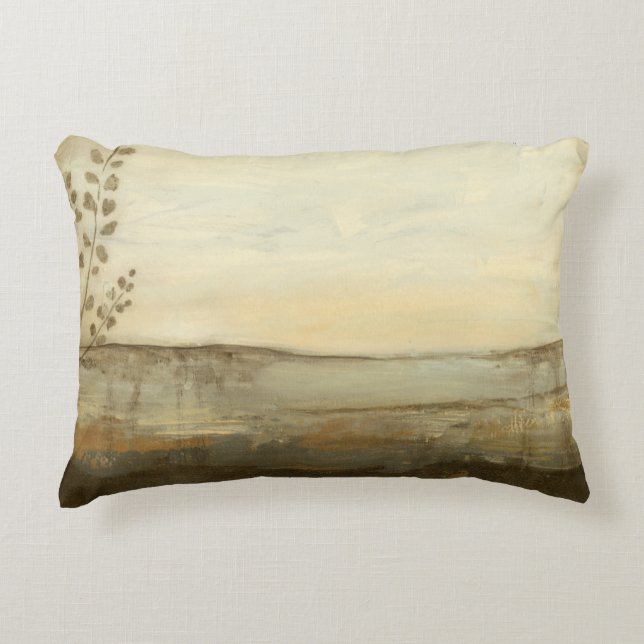 Modern Sunset Landscape Oil Painting Accent Pillow (Front)