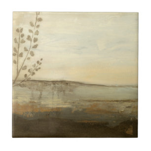 Modern Sunset Landscape Oil Painting Ceramic Tile