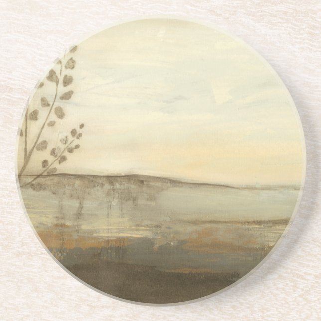 Modern Sunset Landscape Oil Painting Drink Coaster (Front)