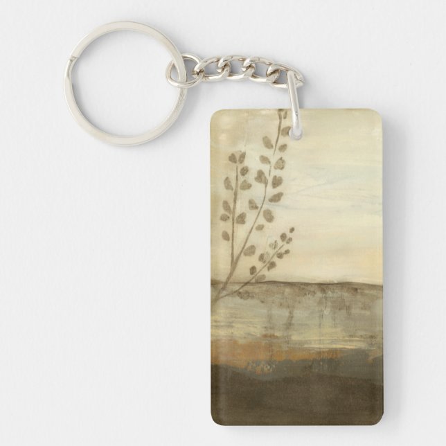 Modern Sunset Landscape Oil Painting Keychain (Front)