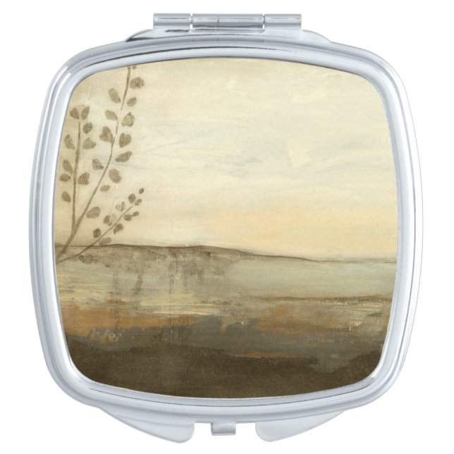 Modern Sunset Landscape Oil Painting Makeup Mirror (Front)