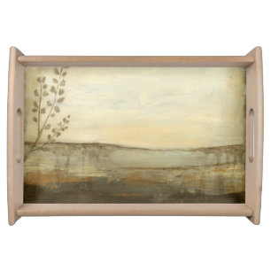 Modern Sunset Landscape Oil Painting Serving Tray