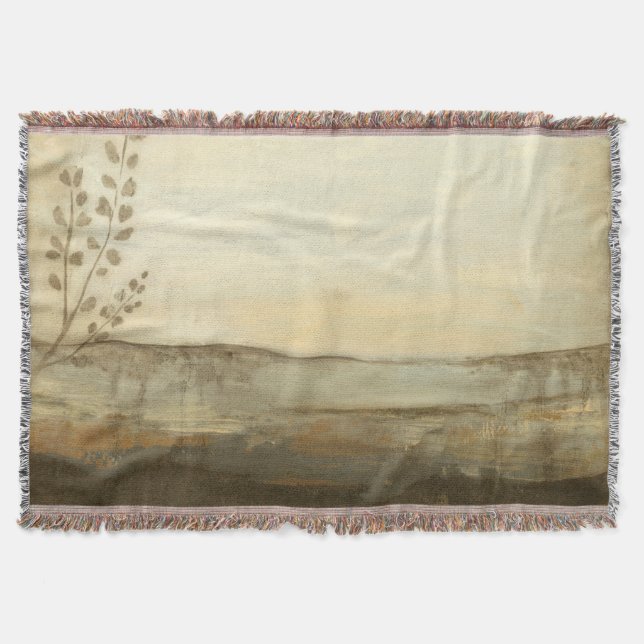 Modern Sunset Landscape Oil Painting Throw Blanket (Front)