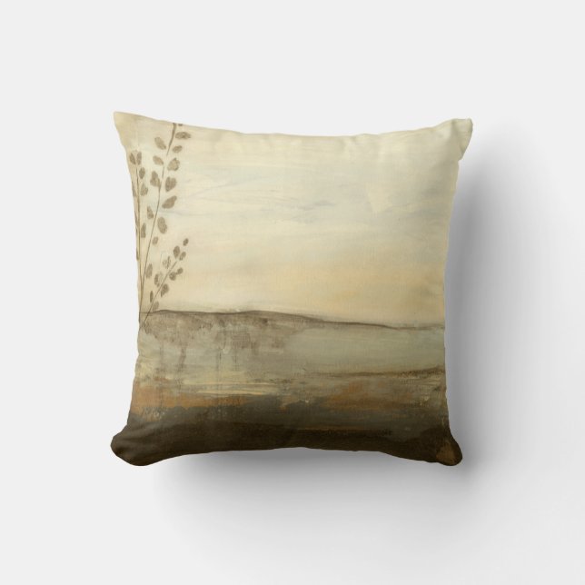 Modern Sunset Landscape Oil Painting Throw Pillow (Front)
