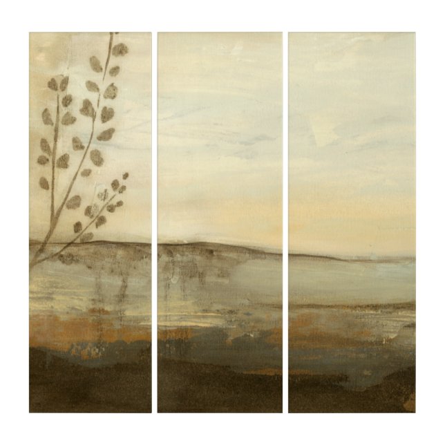 Modern Sunset Landscape Oil Painting Triptych (Front)
