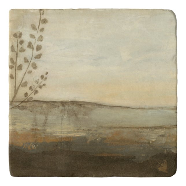 Modern Sunset Landscape Oil Painting Trivet (Front)